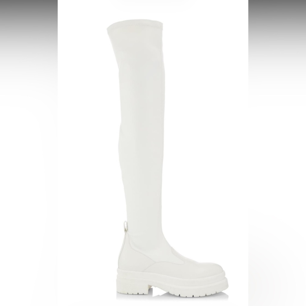 JW ANDERSON BOOTS Lug-sole White Over the Knee Soft Leather NWOT - Made in Italy